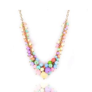 Pastel Bauble Bib Necklace New Women's Multicolor